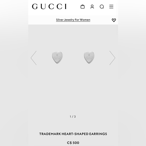 Gucci Heart Shaped Silver Earrings - Picture 2 of 7